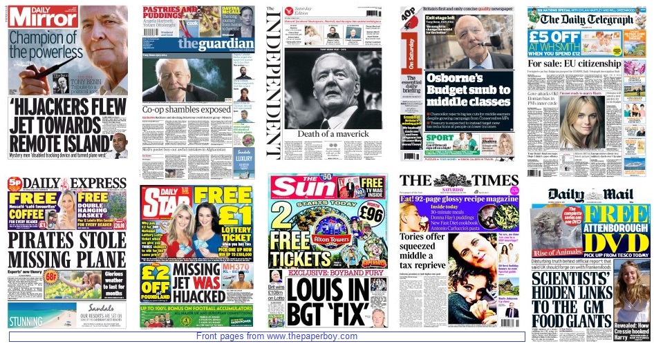 front pages 15-03-2014