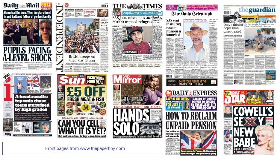 front pages 14-08-14