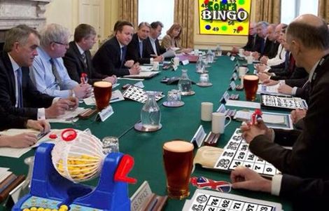 Cabinet playing bingo