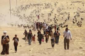 Yazidis leaving Mt Sinjar