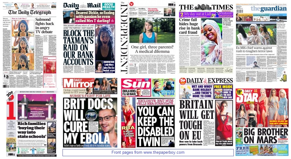 front pages 26-08-14