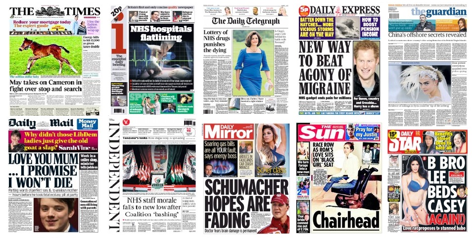 National front pages 22/1/14