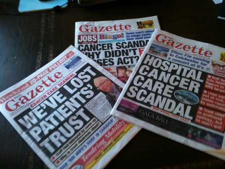 Gazette Colchester hospital front covers
