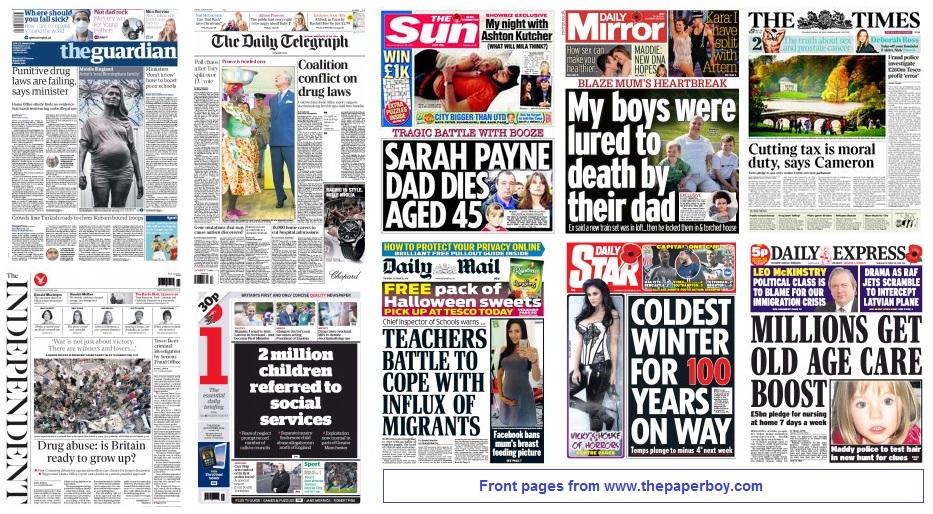 front pages 30-10-14